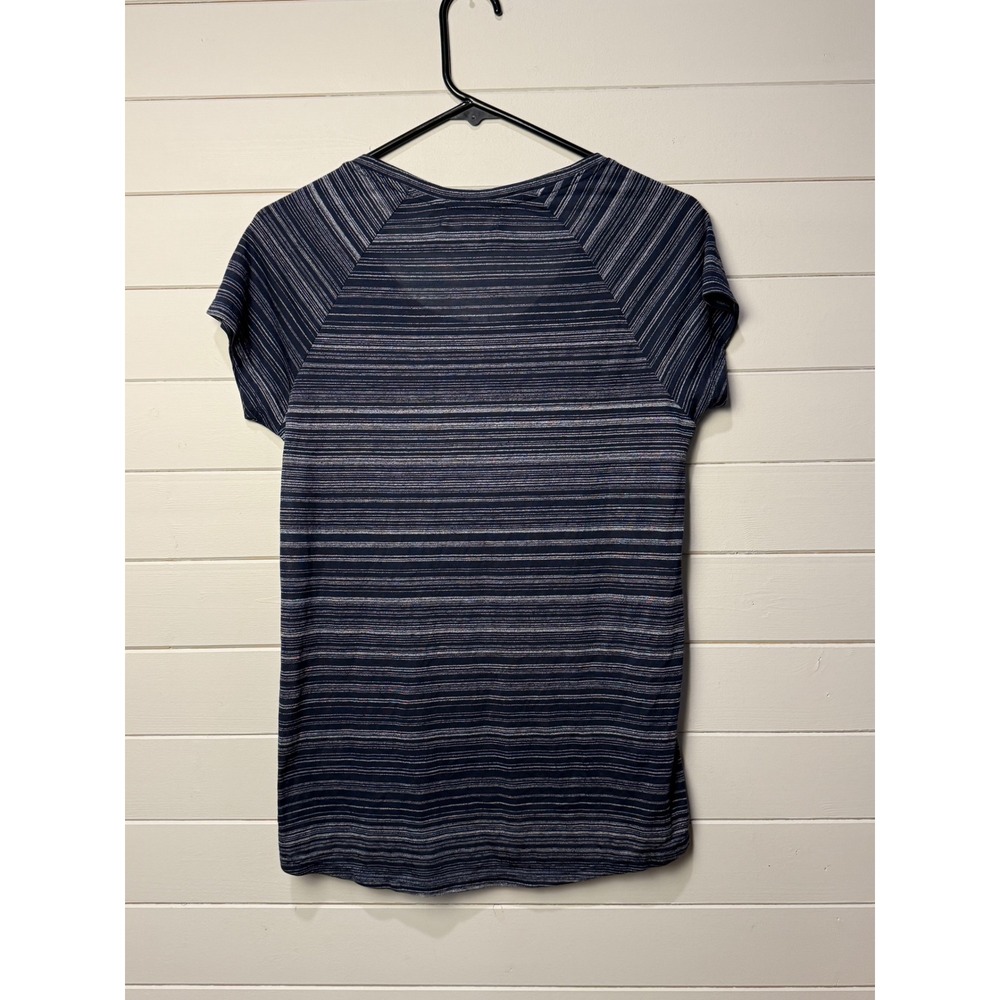 Philosophy Republic Striped Raglan T-Shirt Navy Blue Viscose XS - Picture 4 of 6